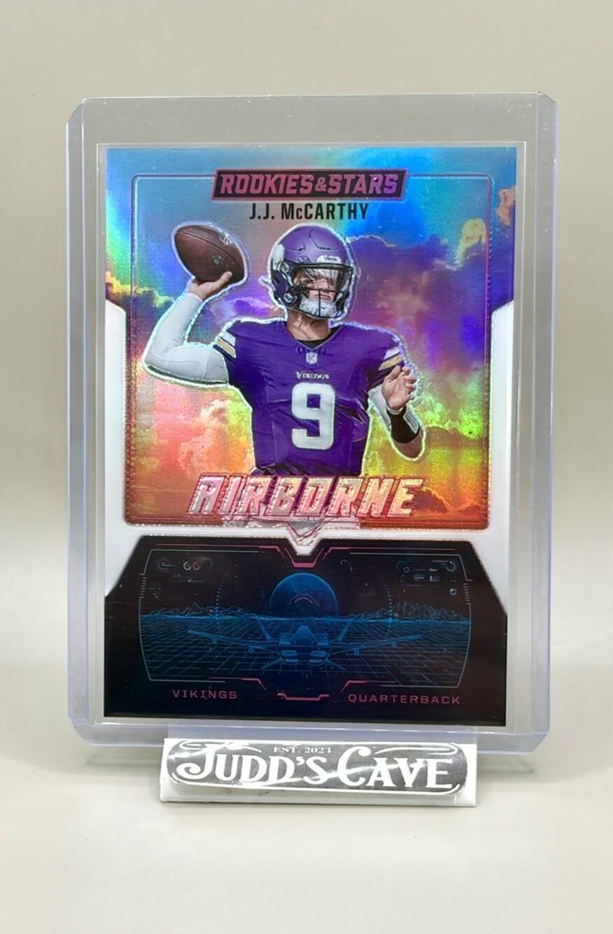 🚨 2025 Panini Rookies & Stars Airborne J.J. McCarthy #9 White Vikings /149 🏈